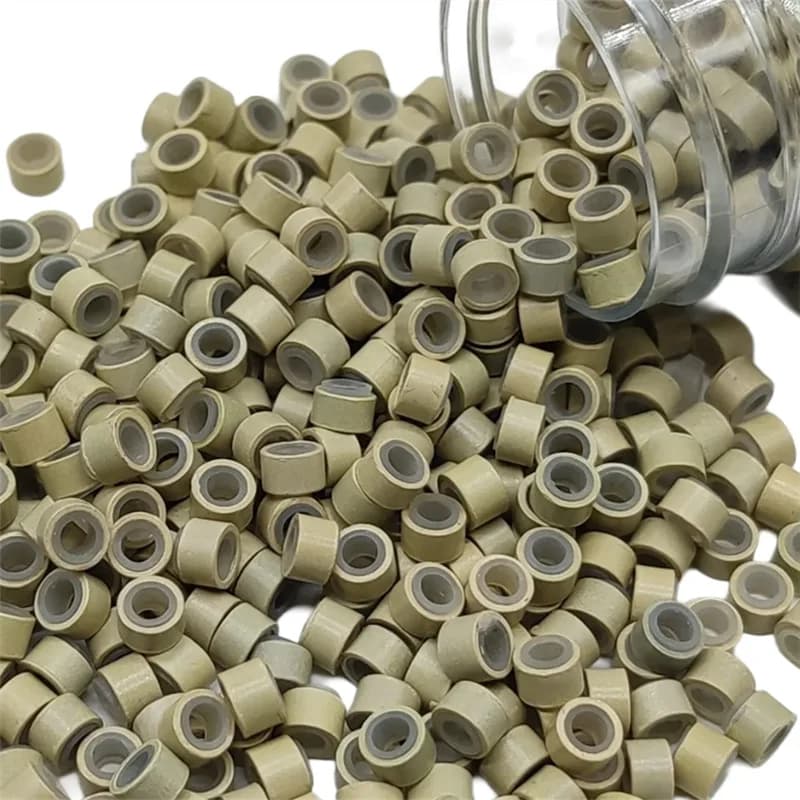 1000 pièces Extensions de cheveux Micro anneaux liens perles 5mm perles doublées de Silicone pour Ex