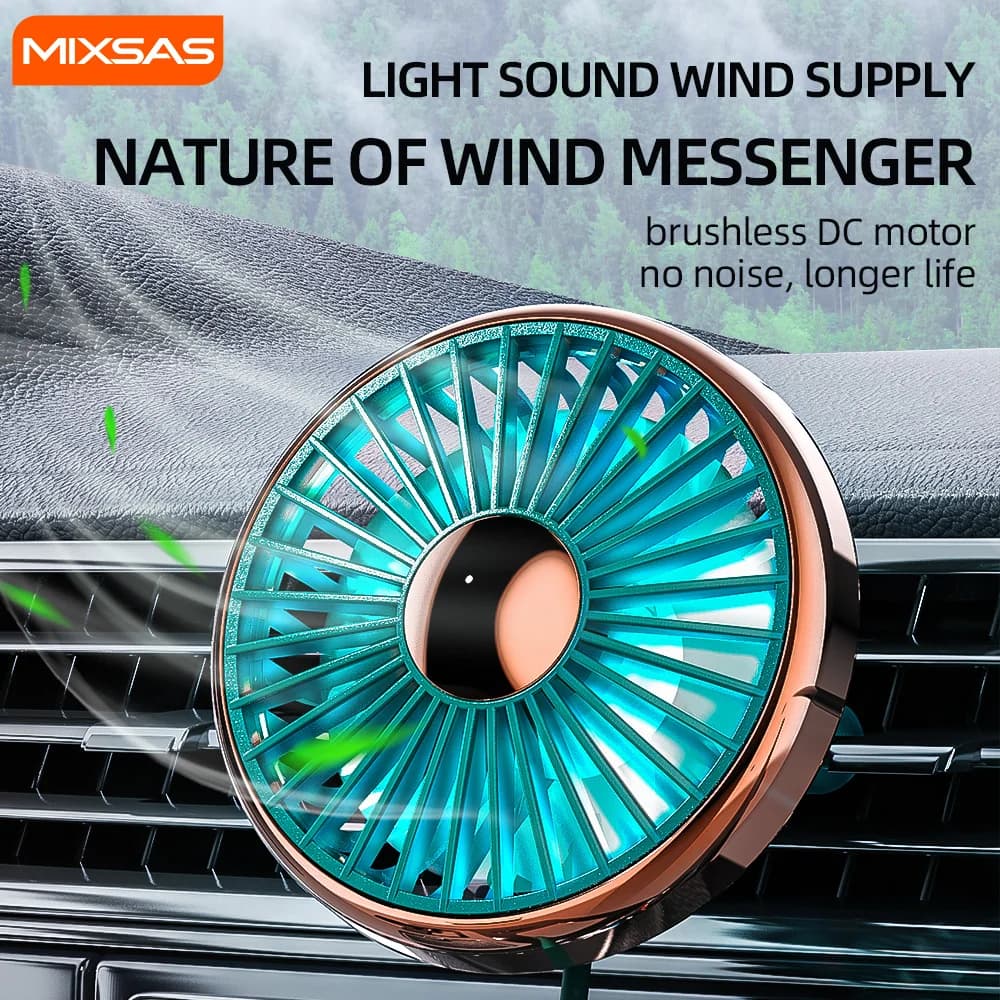Ventilateur 12-24V pour voiture Sortie d'air universelle 230 Multifonction Mini USB 360 ° Circulateu