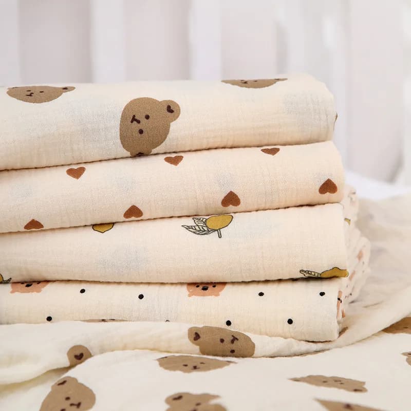Couverture d'emmaillotage en mousseline de coton pour bébé, imprimé de dessin animé mignon, douce et