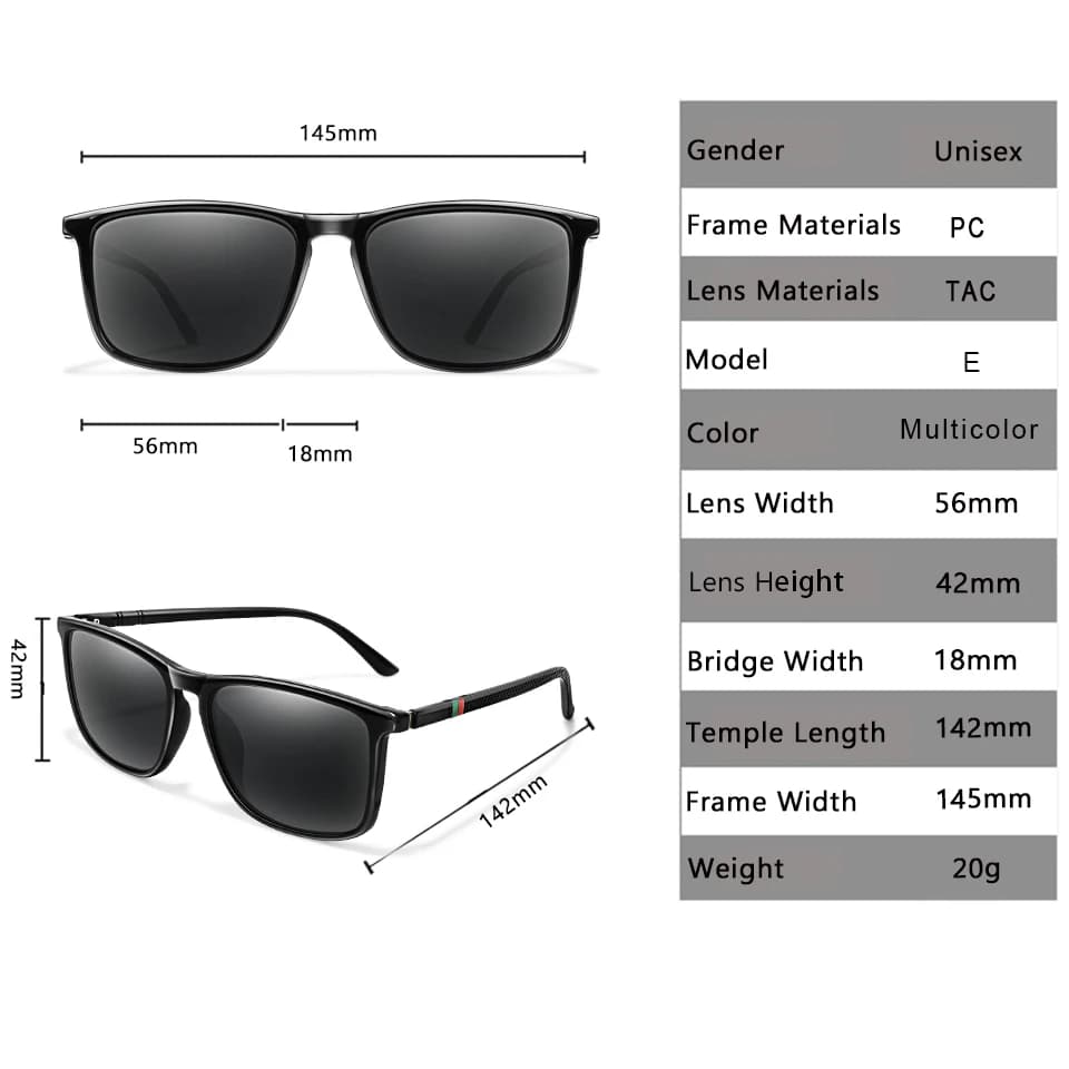 Lunettes de soleil carrées polarisées pour hommes et femmes, lunettes pour hommes, lunettes de pêche