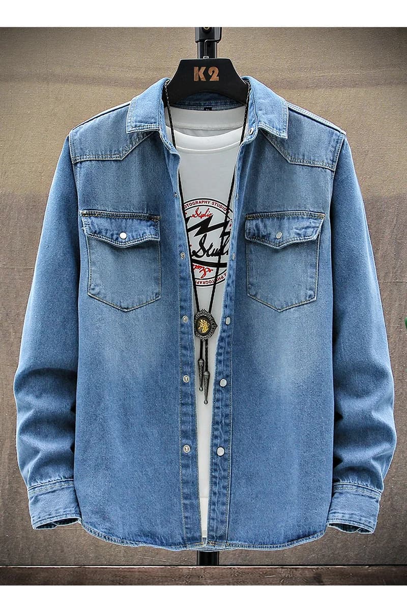 Veste en jean pour hommes à la mode printemps-automne à la mode pur coton respirant décontracté à ma