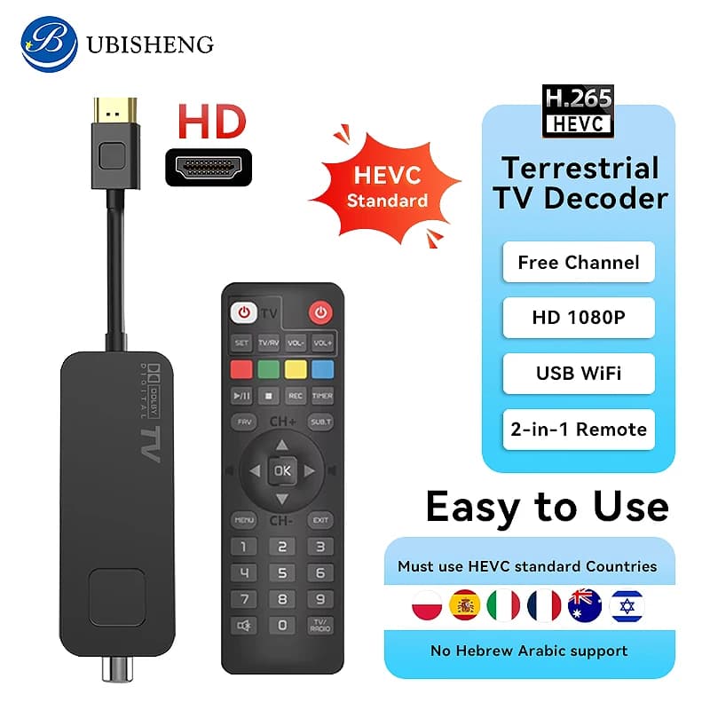 DVB-T2 pour l'Europe, Thaïlande Mini Tuner TV Full HD 1080P Récepteur TV Clé USB2.0 Lecteur multiméd
