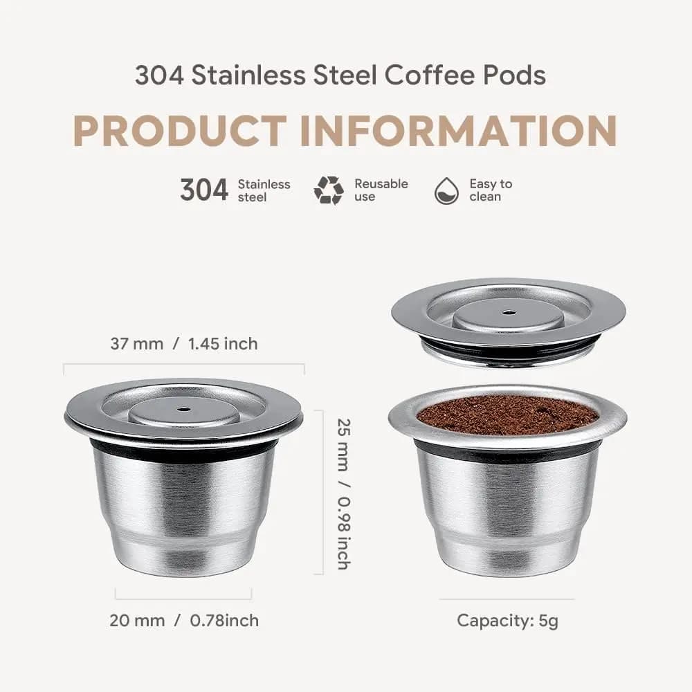 Capsules de café Nespresso réutilisables, tasse en acier inoxydable, rechargeables, filtre de rempli