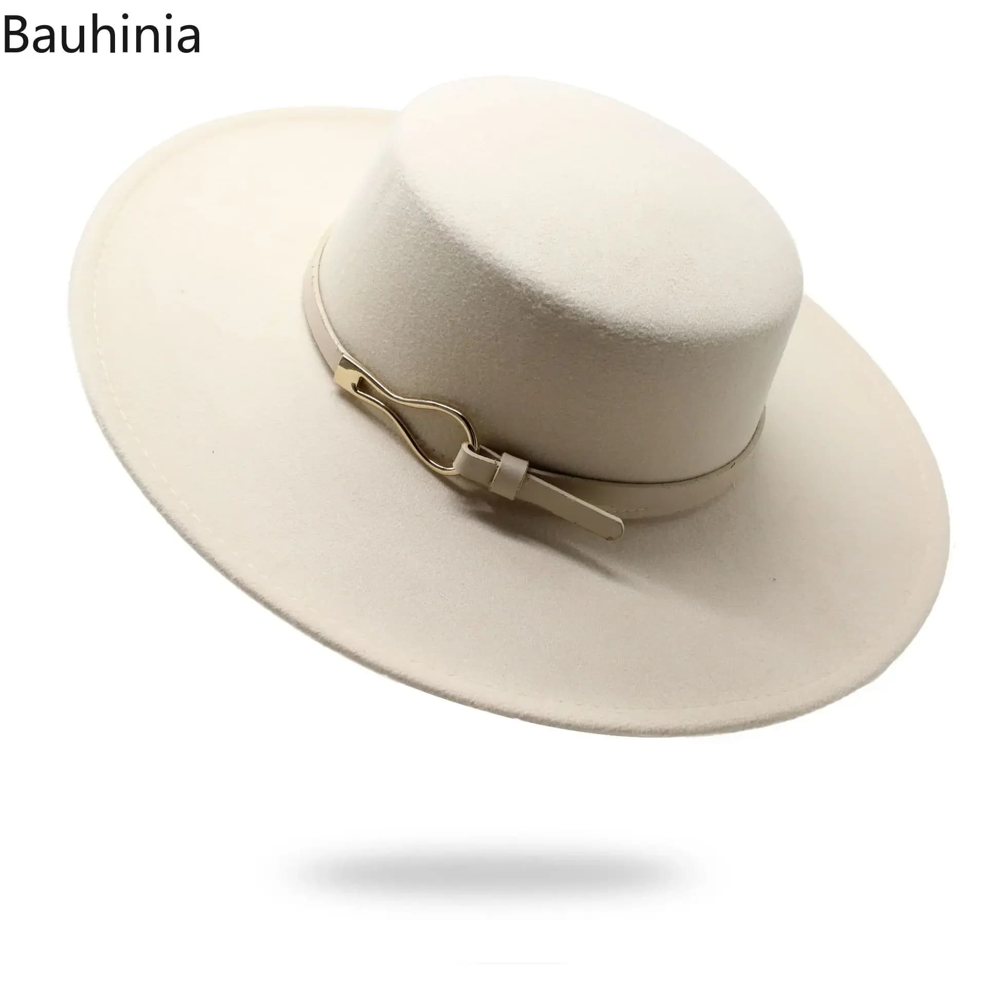 Bauhiniua – casquette en feutre de laine Fedoras Jazz, chapeaux d'église chauds et plats de 10CM à l