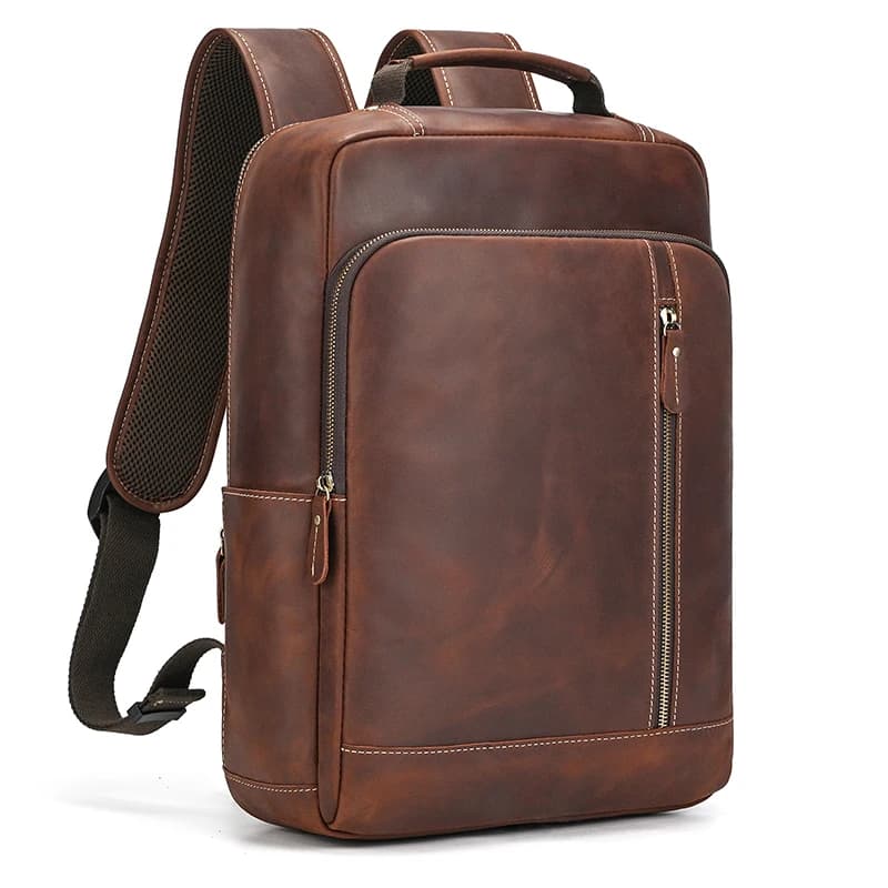 Sac à dos rétro en cuir Crazy Horse pour homme, sac à dos pour ordinateur portable, sac à dos de jou