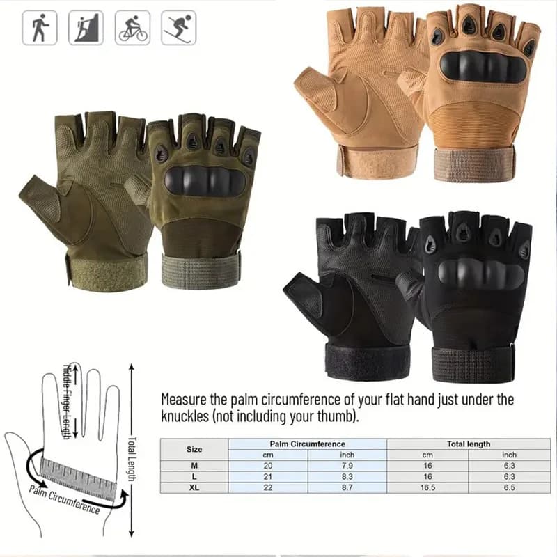 1 paire de gants tactiques sans doigts pour hommes – Idéal pour les sports de plein air, le tir, la 