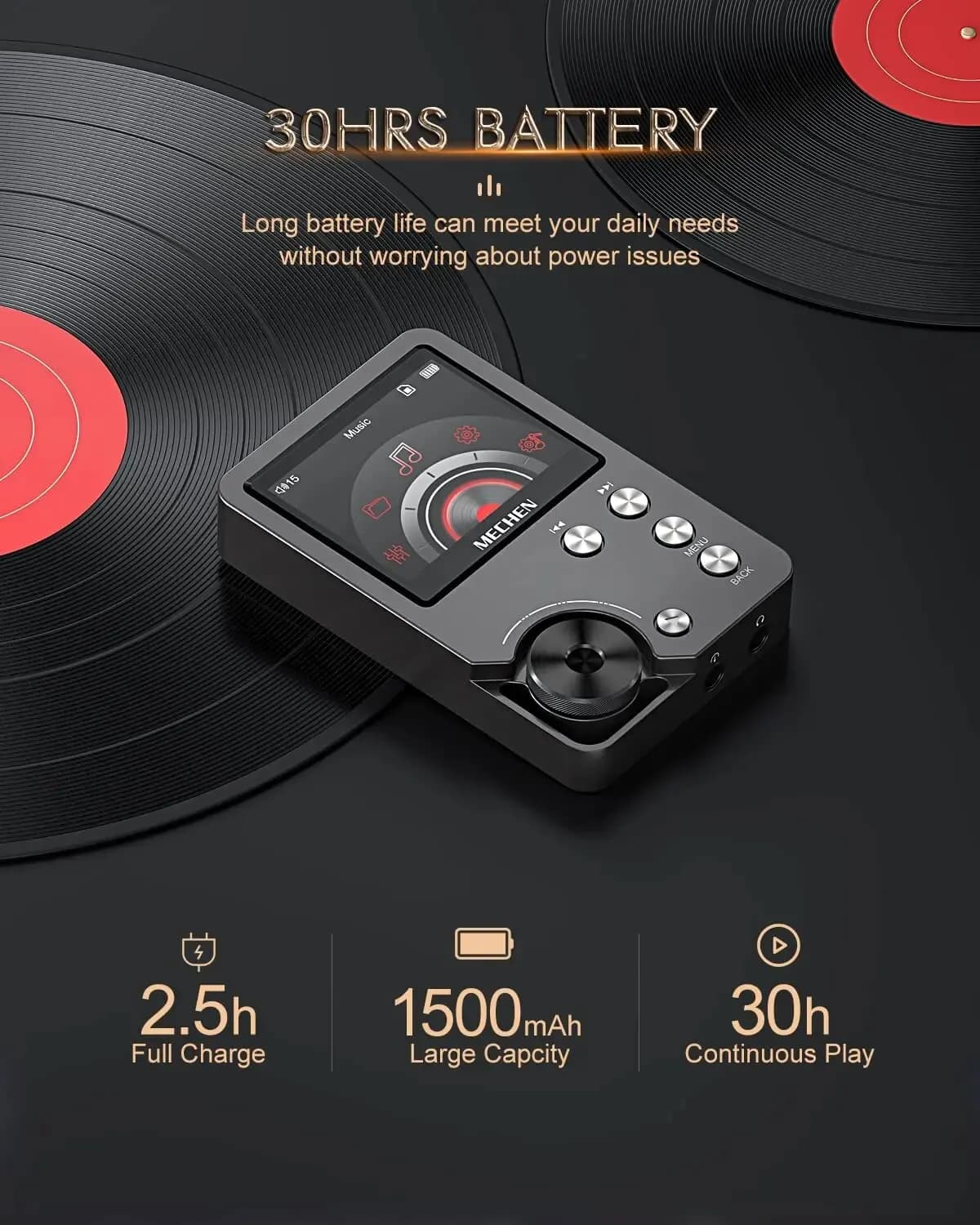 Lecteur MP3 sans perte de haute qualité/MECHEN-M30/HiFi/avec support de carte mémoire 64 Go jusqu'à 