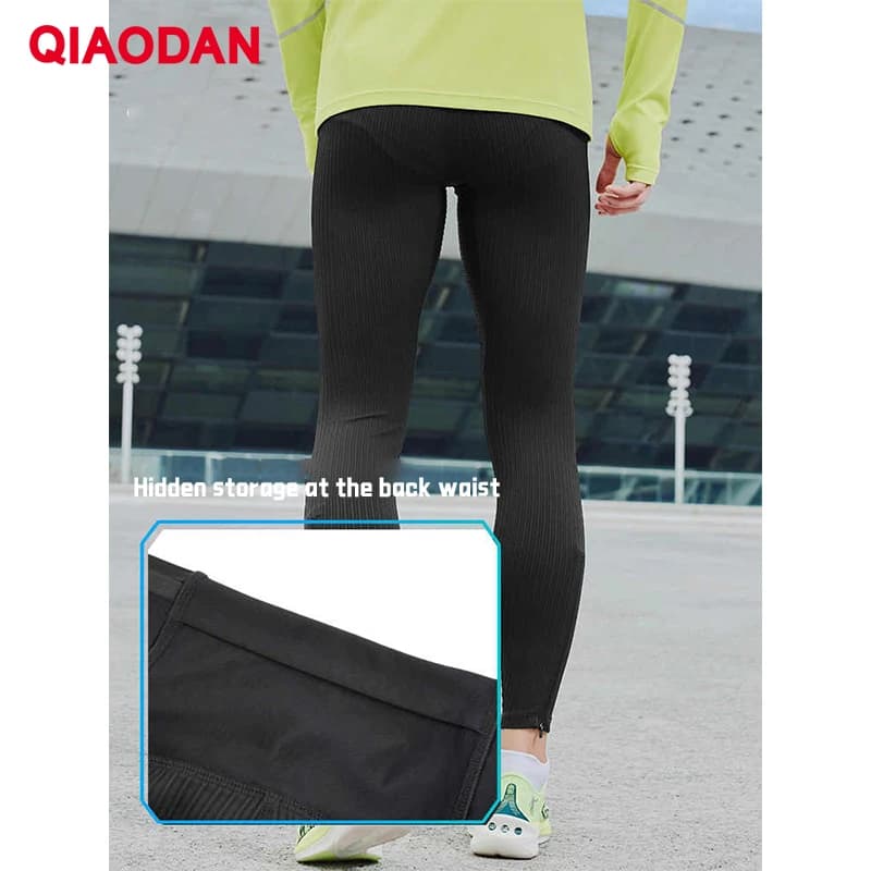 QIAODAN collants de course pantalons hommes hiver élastique Jogging Legging pantalon coupe sèche Spo