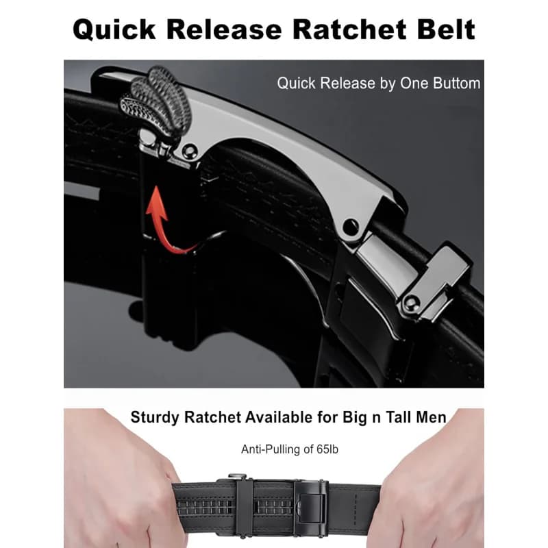 Ceinture automatique pour hommes Ceinture à boucle réglable en cuir véritable Ceinture de style équi