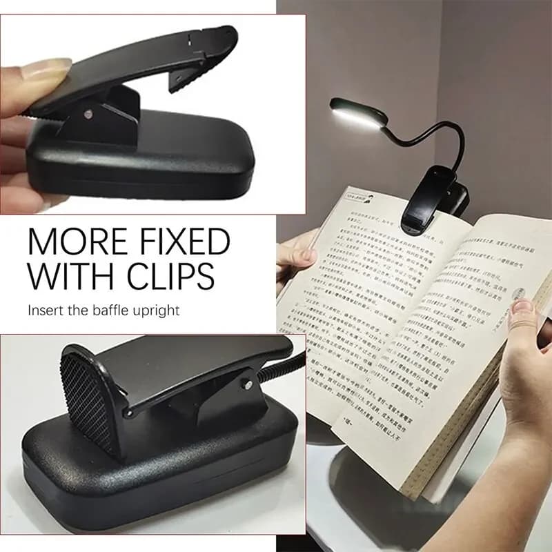 Lampe de bureau LED réglable à clipser, alimentée par batterie, Flexible, pour étude, lecture, livre