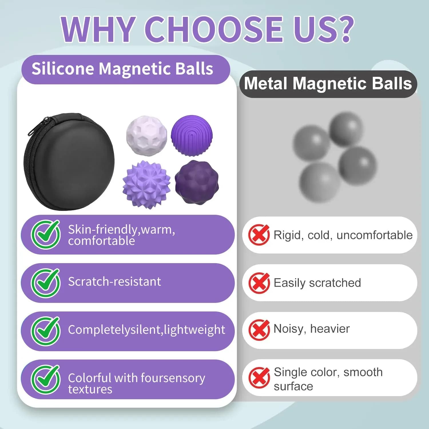Boules sensorielles magnétiques en Silicone, jouet Fidget, balles d'inquiétude, autisme, apaisant, j