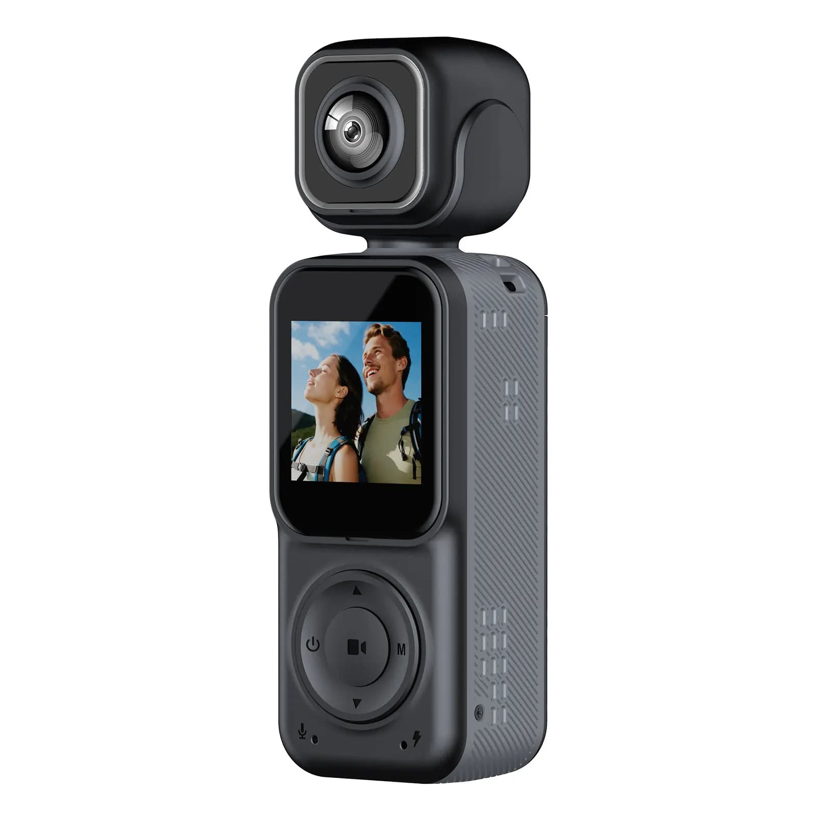 Caméra de vlogging 4K WiFi, caméra d'action de poche avec double caméra avant et arrière, écran LCD 
