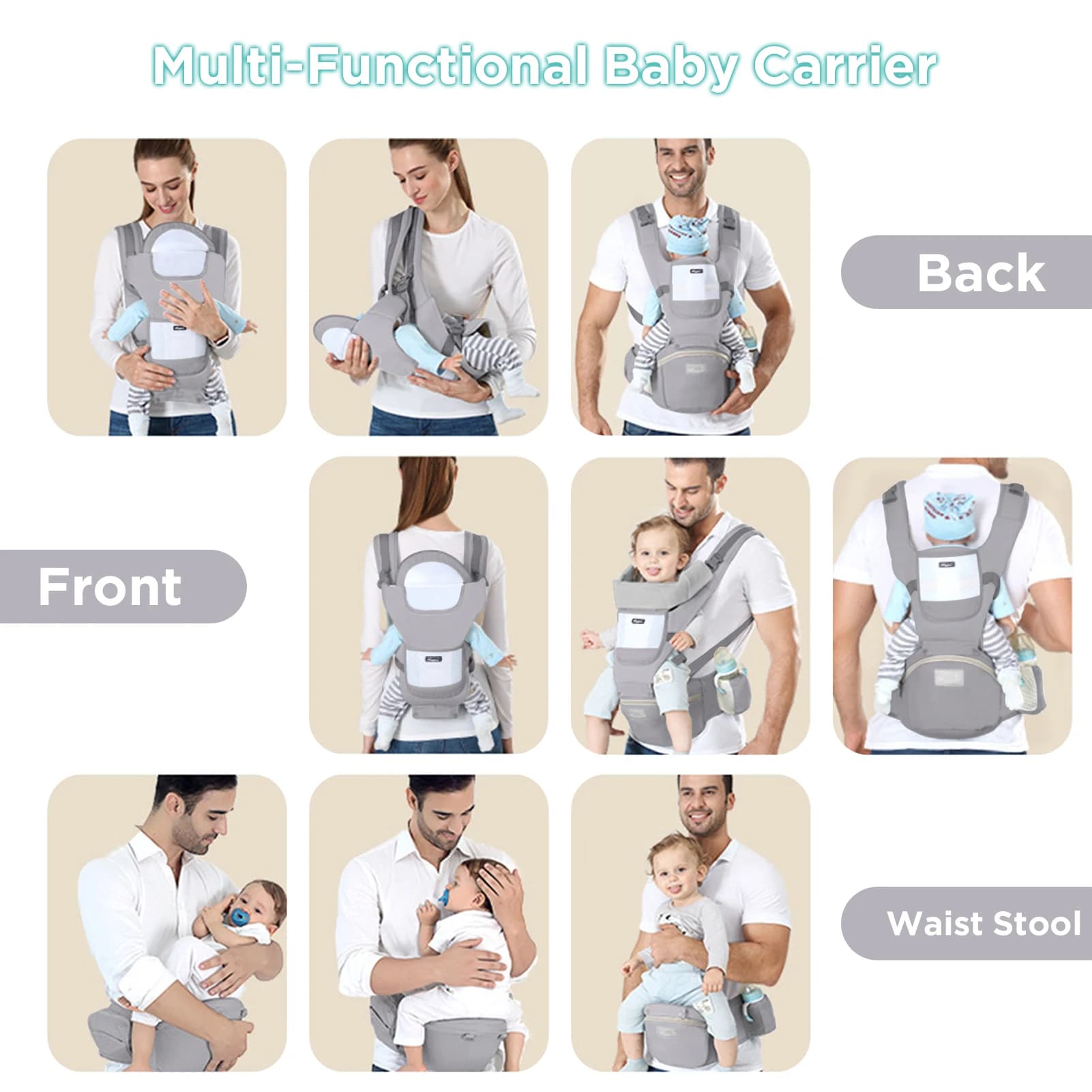 Porte-bébé ergonomique pour bébé, tabouret de taille multifonctionnel pour nouveau-né à tout-petit, 