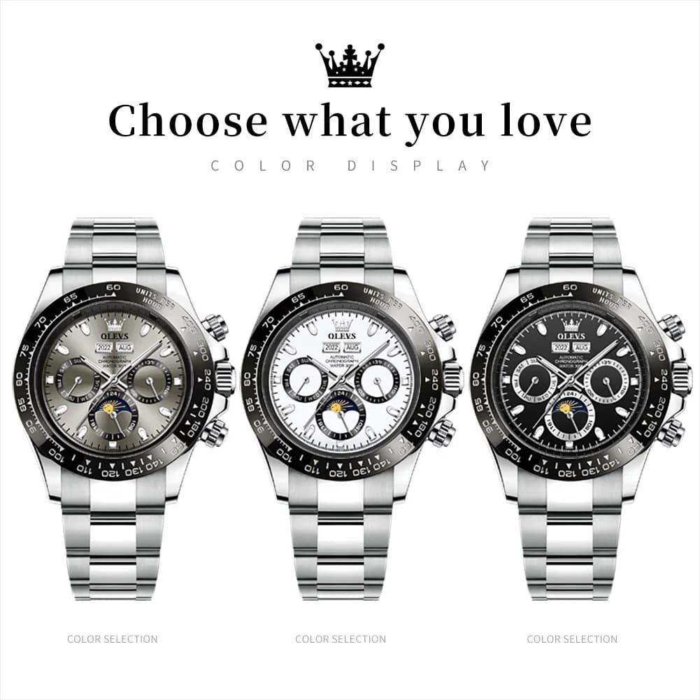 OLEVS 6654 montre de luxe pour hommes chronographe automatique mécanique montre-bracelet étanche lum