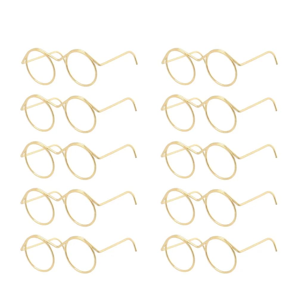 Lunettes de poupée rétro, monture ronde en métal, sans lentilles, jouet Miniature, accessoires d'hab