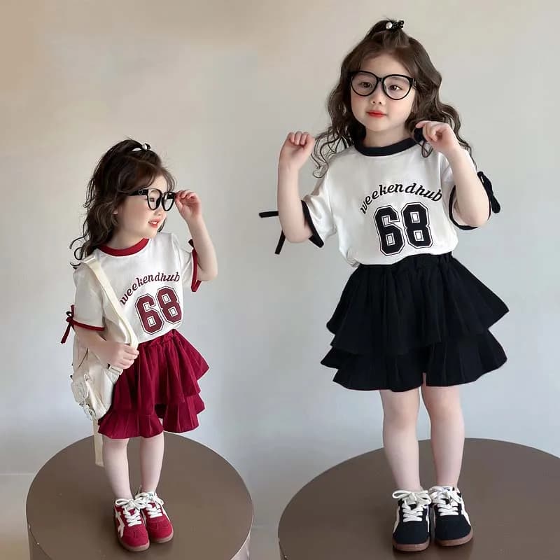 Ensemble 2 pièces d'été pour filles RAISE, 2-8 ans, avec haut à manches courtes imprimé lettres et n