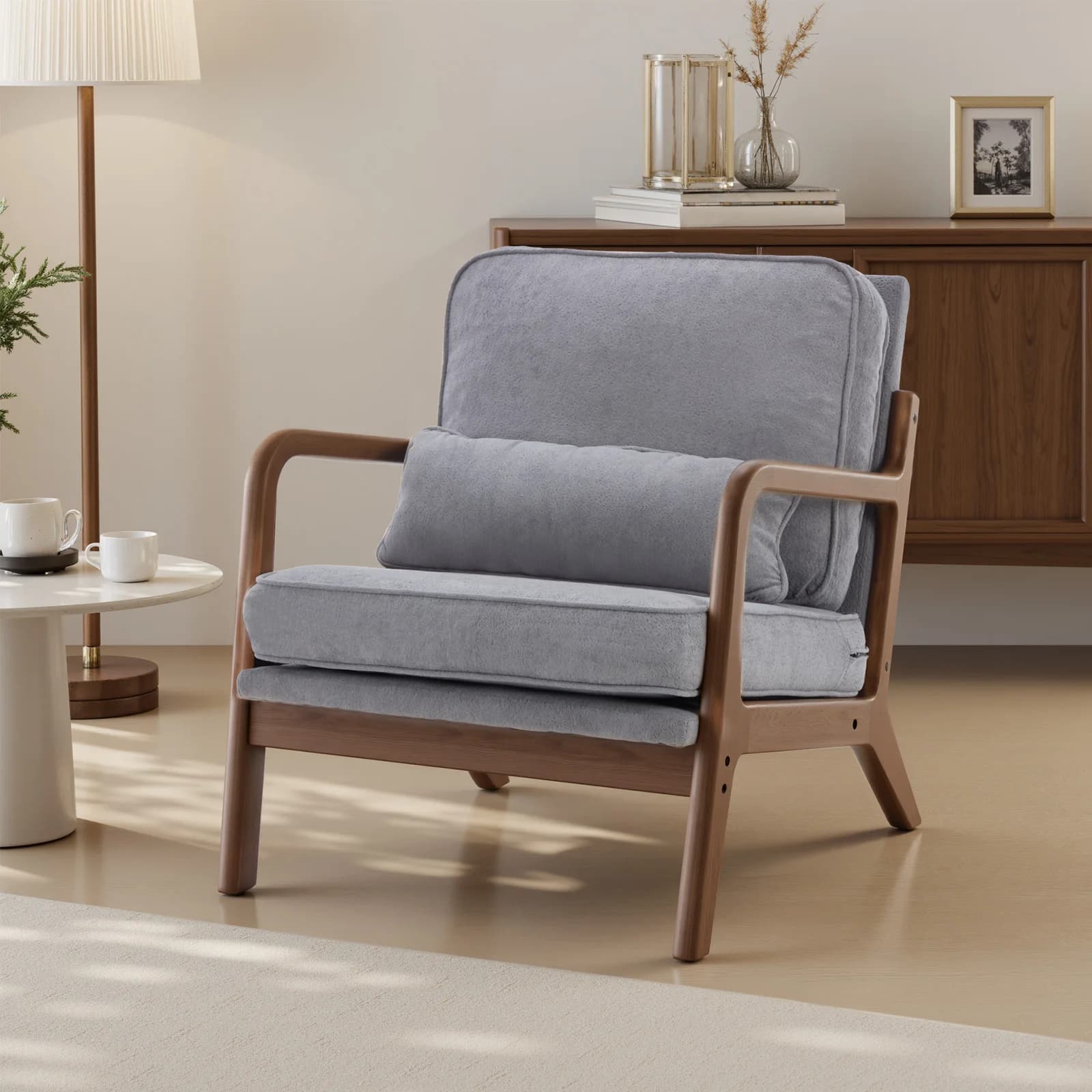 JHK chaise moderne du milieu du siècle chaise d'appoint avec accoudoirs et coussin de taille chaises