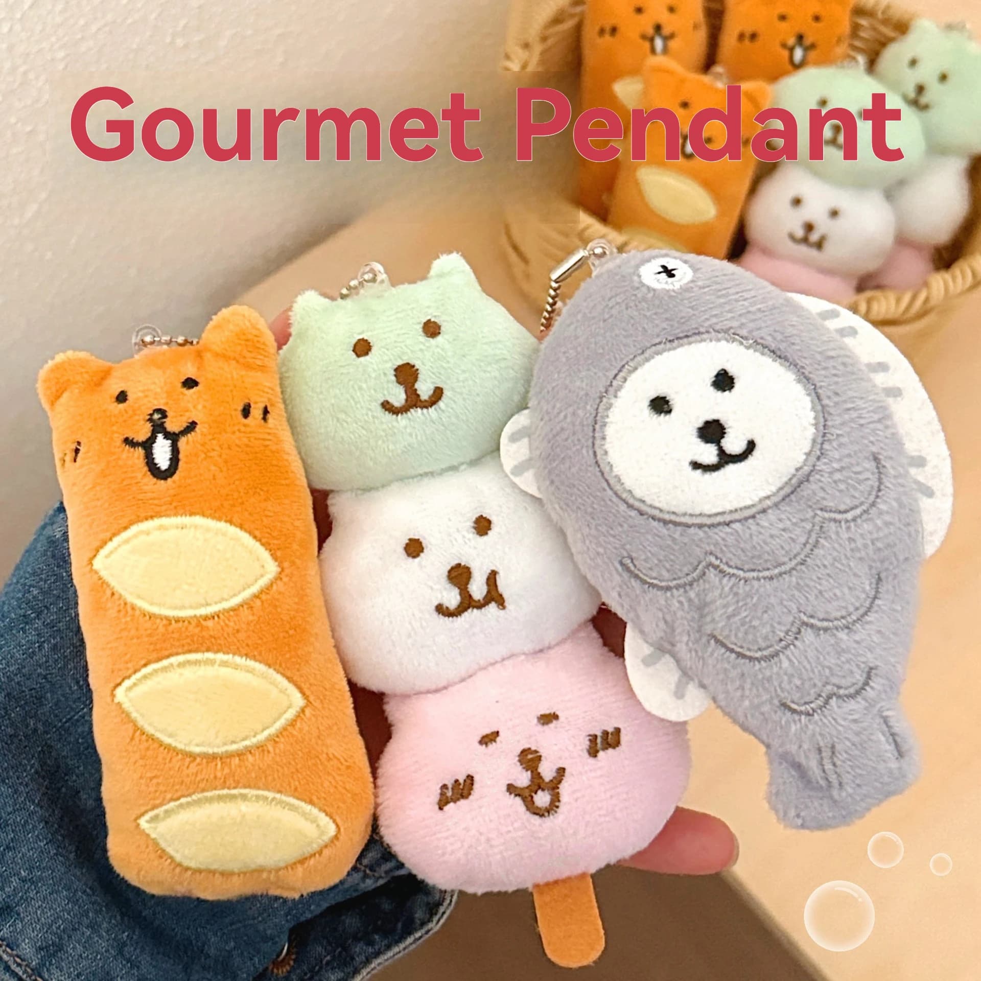 1/3 pièces pendentif alimentaire mignon créatif en peluche pendentif sac porte-clés pendentif décora