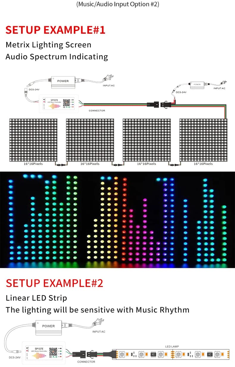 Ws2812B Led Rgbic contrôleur de lumière de bande Dc5V-24V wifi Sp511E musique Ws2811 Sk6812 Sp107E a
