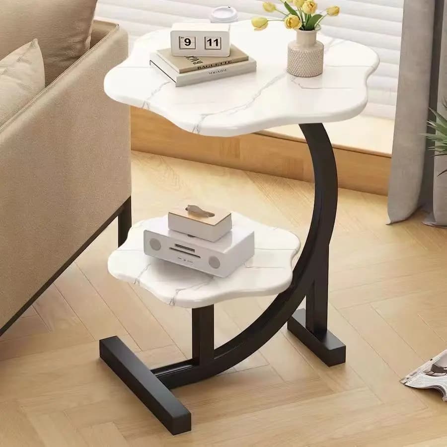 Table en frêne de style nordique, table d'appoint de canapé de salon, table basse simple, étagère de