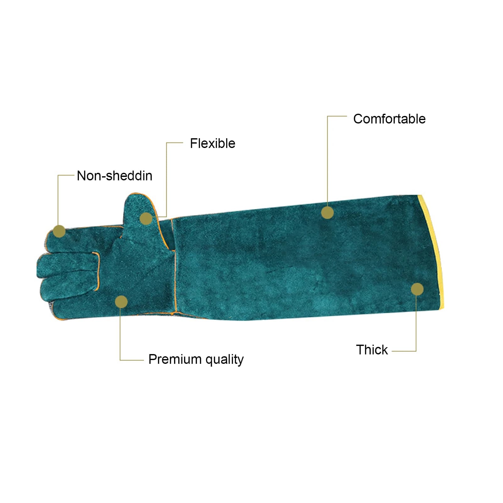Gants de sécurité Anti-morsure, Ultra longs en cuir vert pour animaux de compagnie, gants de protect