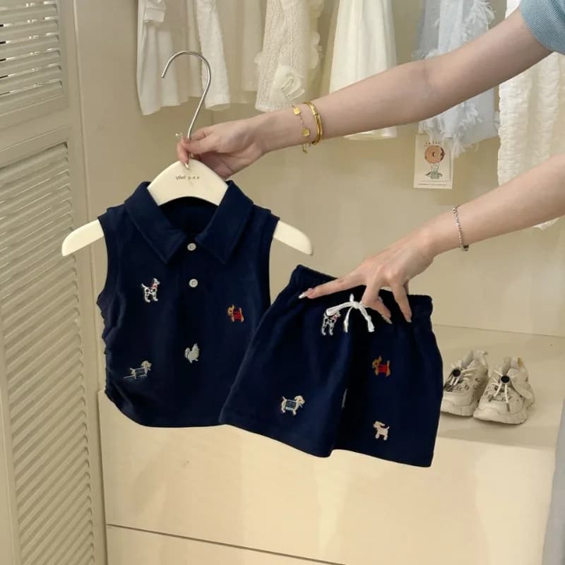 Vêtements d'été pour bébés filles, Polo + jupe pour chien de dessin animé mignon, 2 costumes pour to