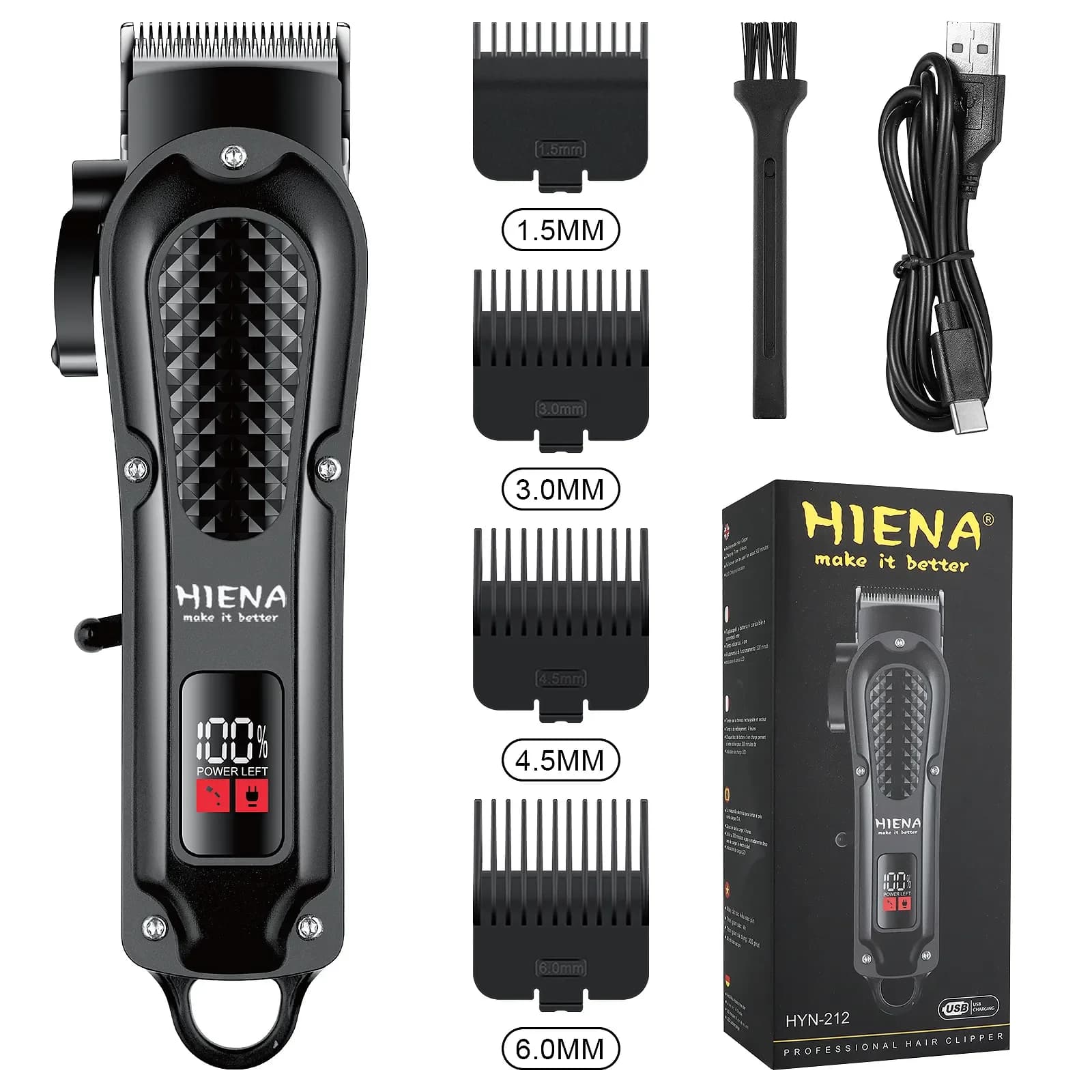 Hiena HYN-212 Électrique Tondeuse À Cheveux UBS Rechargeable Sans Fil Tondeuse À Barbe Hommes injust