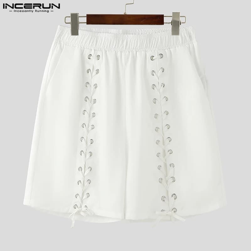 INCERUN-Short de Style Américain pour Homme, Design en Maille, Couleur Unie, Décontracté, Marche en 