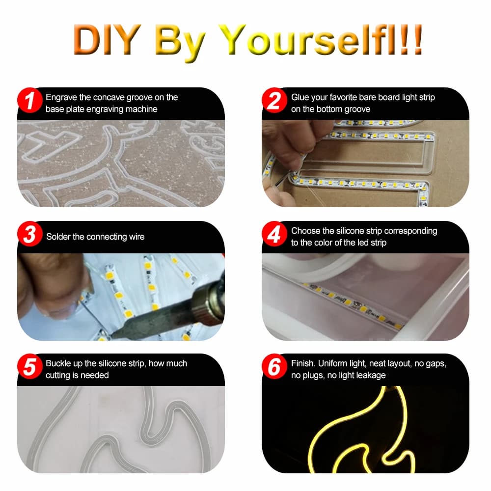 6mm 8mm bricolage séparé Silicone néon Flexible pliable DC12V 2835SMD S forme 120Led bande lumineuse