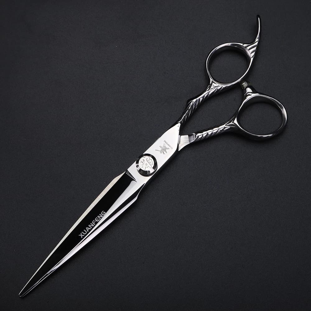 Ciseaux à cheveux XUANTENG en argent de 7 pouces, ciseaux de coiffure en acier 440C et ciseaux à eff