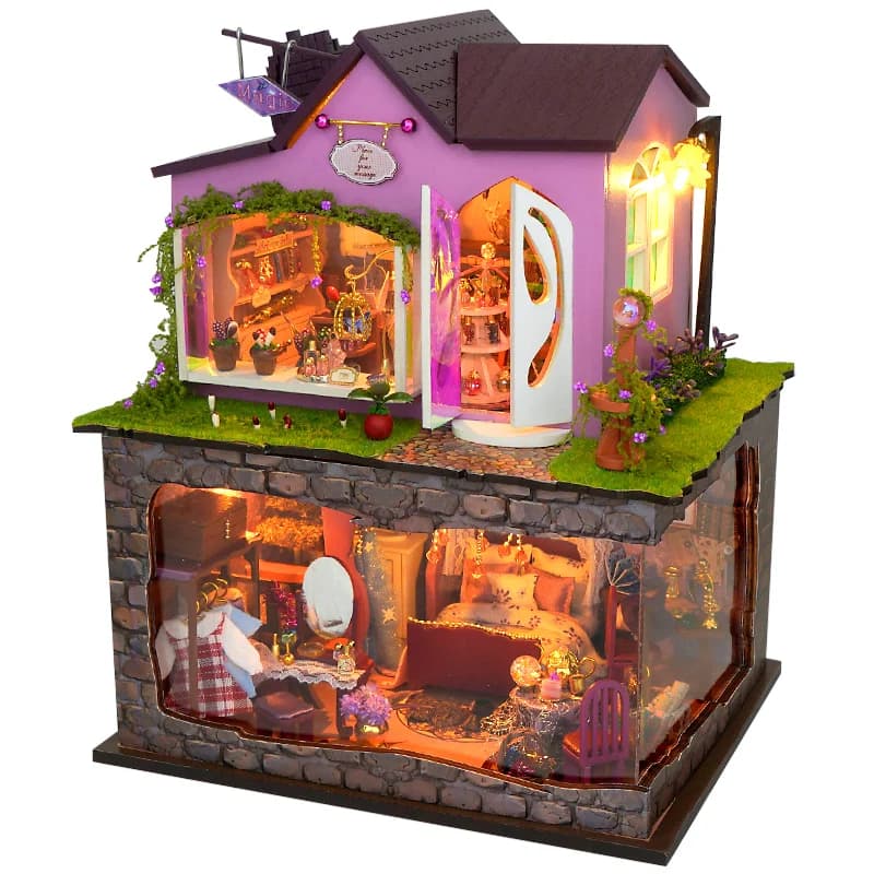 Kits de construction miniatures en bois, bricolage, boutique de magie de sorcières, maisons de poupé