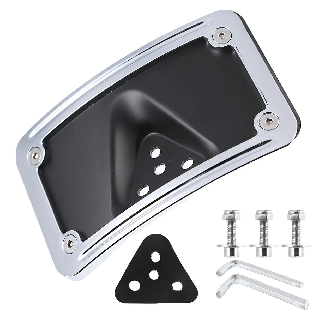 Support de montage de plaque d'immatriculation incurvé noir chromé pour support Harley Dyna Sportste