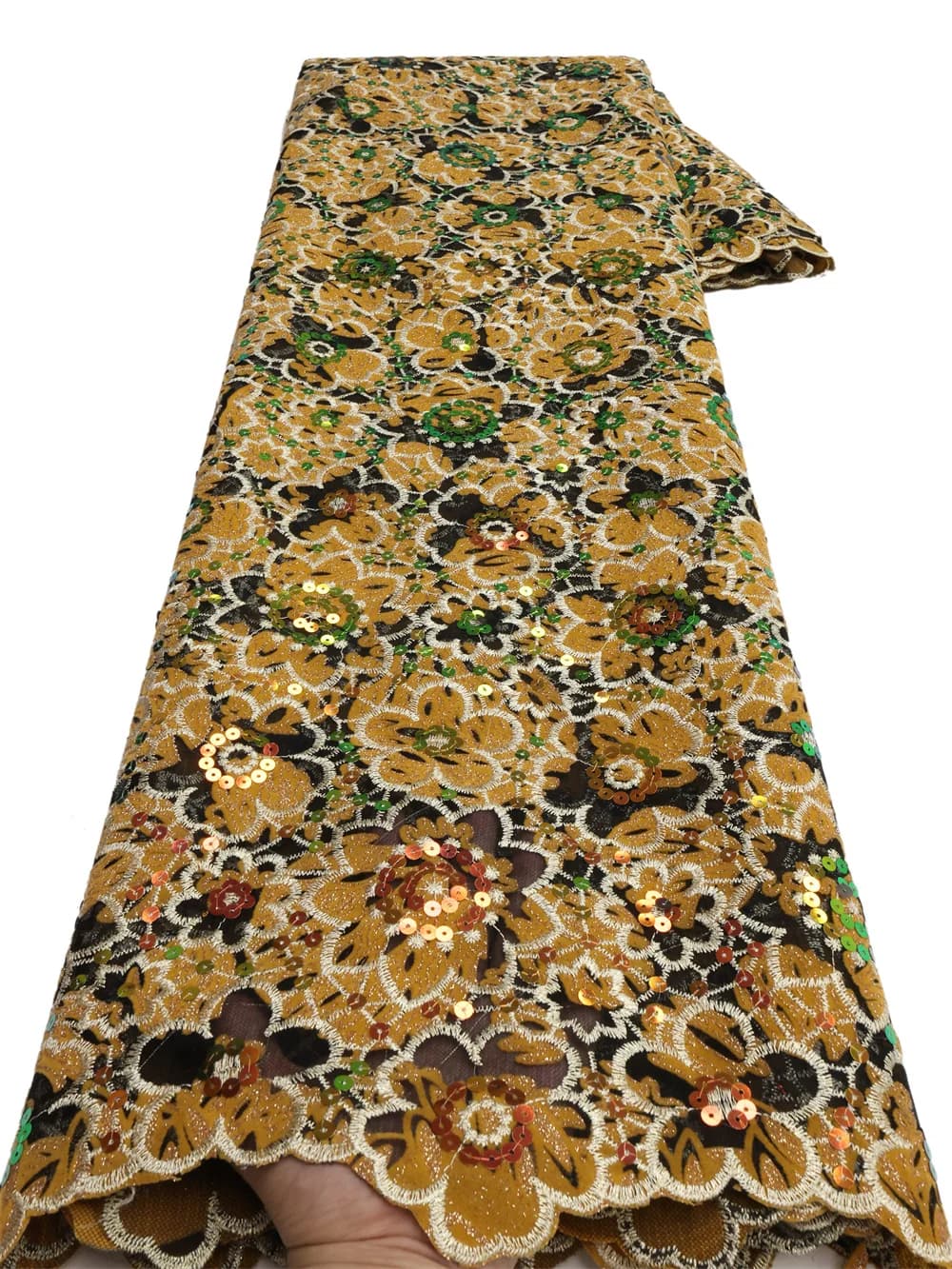 Tissu Africain en Velours et Dentelle à Paillettes, Broderie NigWin Française de Haute Qualité pour 