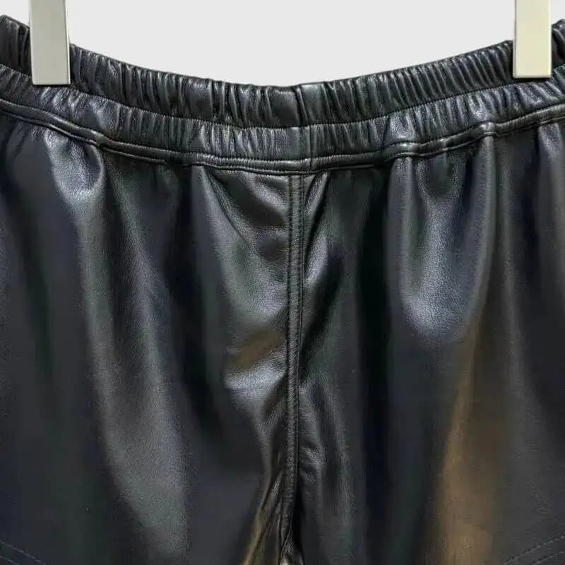 HKSH été nouvelles femmes Style foncé Shorts en cuir PU cordon taille élastique mode Punk Streetwear