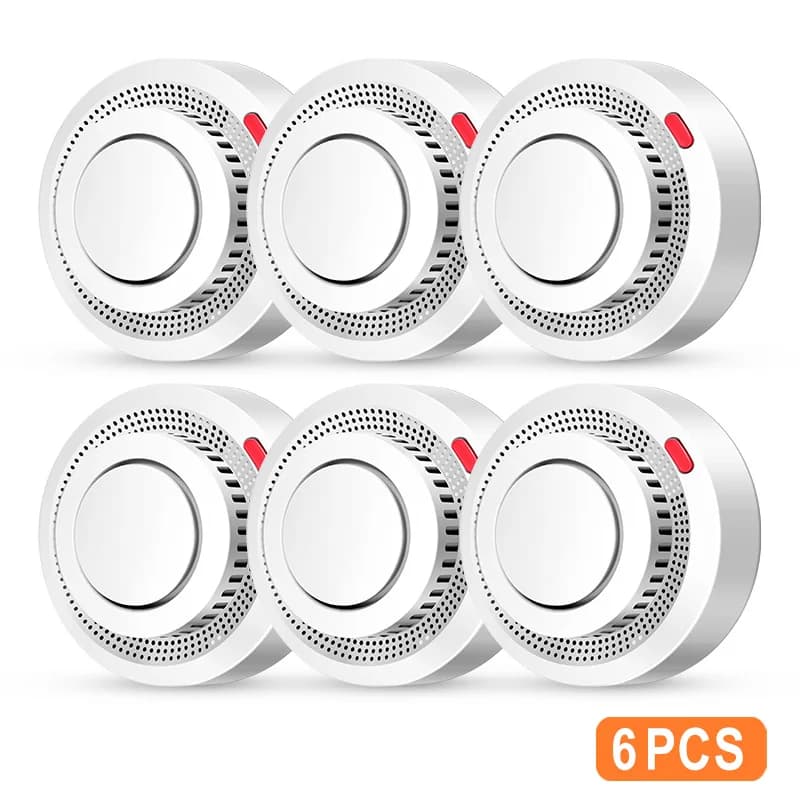 Lot de 6 détecteurs de fumée intelligents Tuya WiFi, contrôle via l'application Smartlife, alarme de
