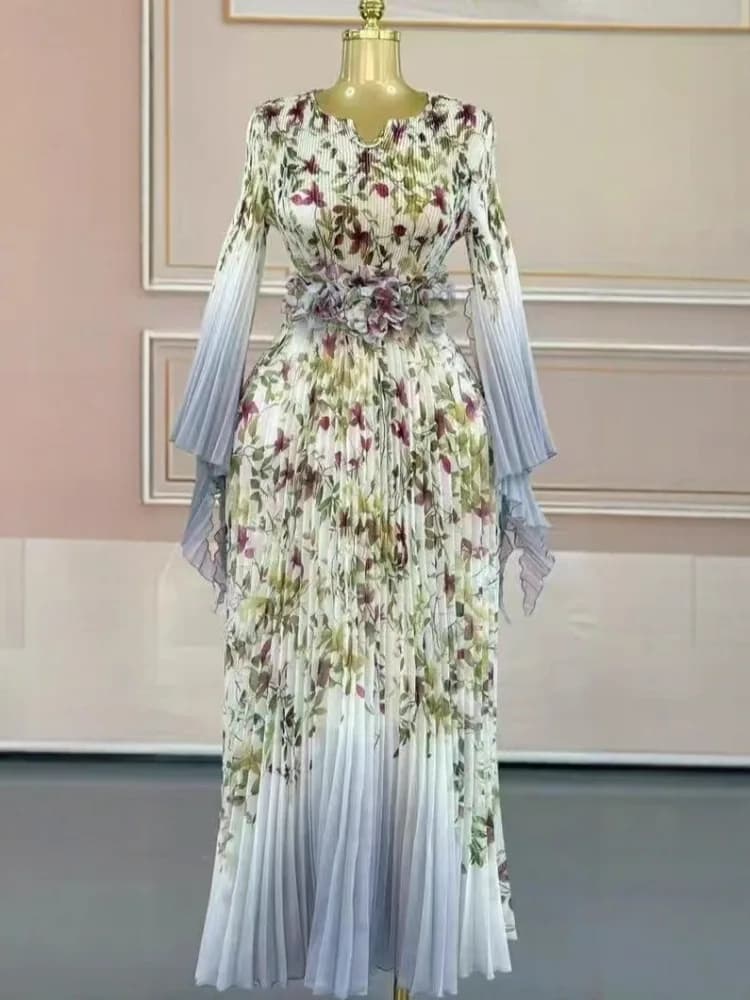 Miyake 2025 robe africaine élégante robe d'automne nouveau tempérament célébrité taille mode robe lo