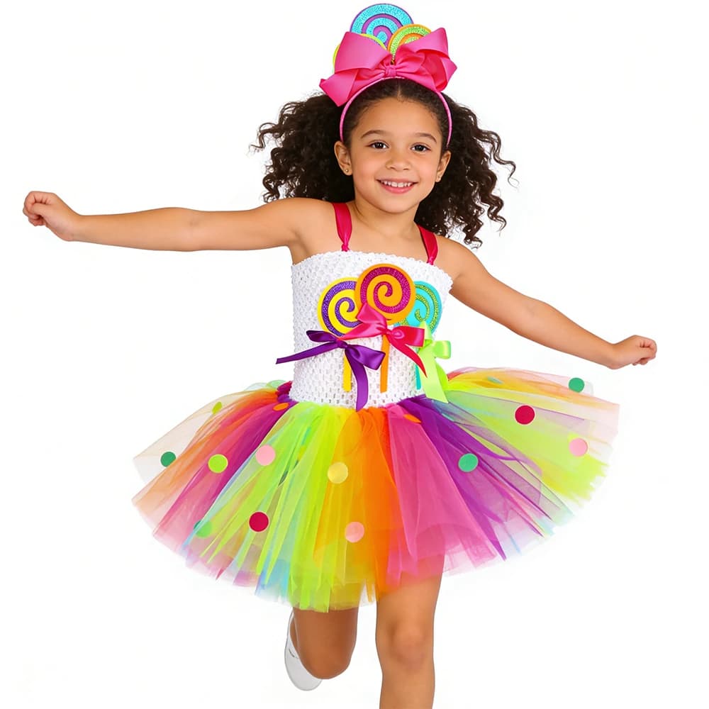 Costume de sucette arc-en-ciel pour filles, robe de princesse Tutu de fête d'anniversaire, robe de b