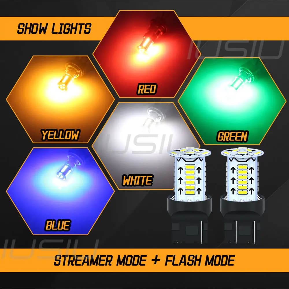 IUSIU 2 pièces Flash P21W 1156 BA15S 1157 ampoule Led stroboscopique BAY15D T20 7440 7443 P21/5W rou
