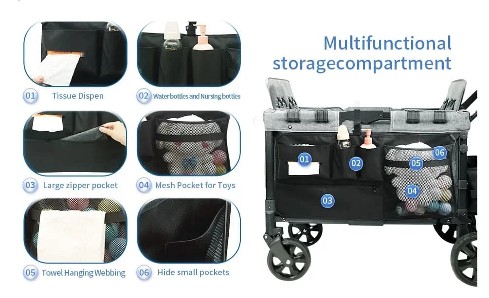 Filet de chargement pour chariot de poussette, organisateur d'accessoires de chariot compatible avec
