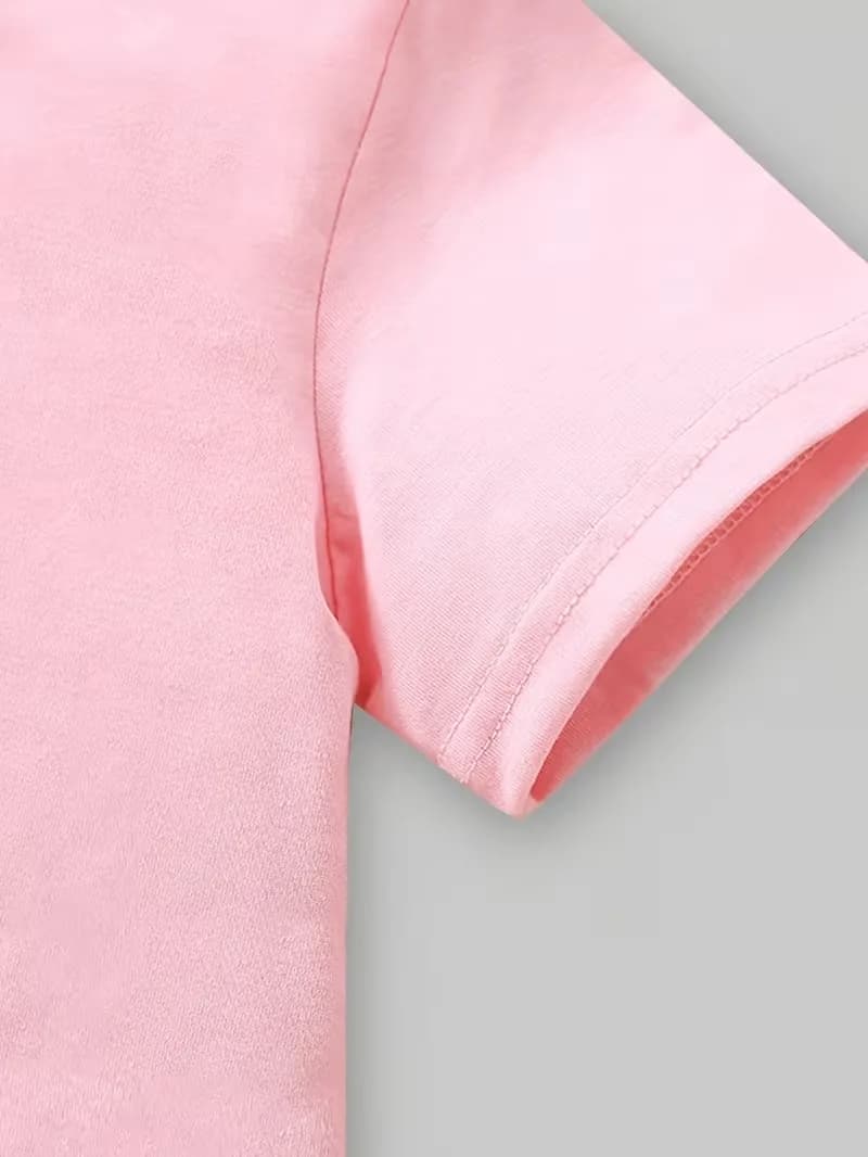 Tenue noire et rose stylée pour filles de 4 à 12 ans : T-shirt à manches courtes et pantalon évasé !
