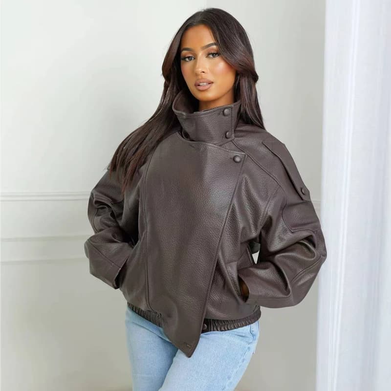 MUJER Faux cuir Bomber vestes pour femmes mode coupe-vent veste femme chaud hiver femmes manteau vêt