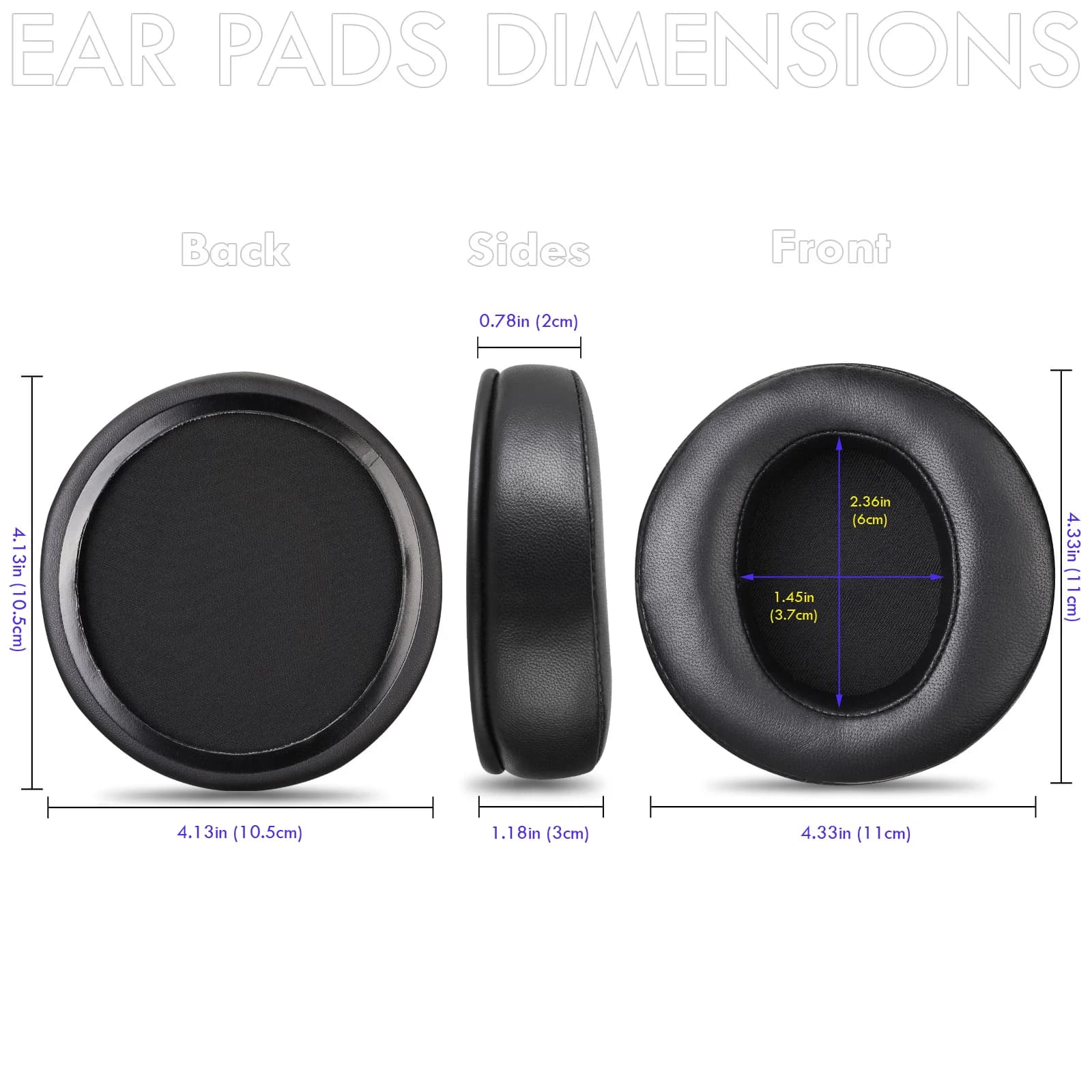 Coussinets d'oreille en peau de mouton, 105mm, pour écouteurs FiiO FT1,Fostex TH-600 TH-900,Denon AH