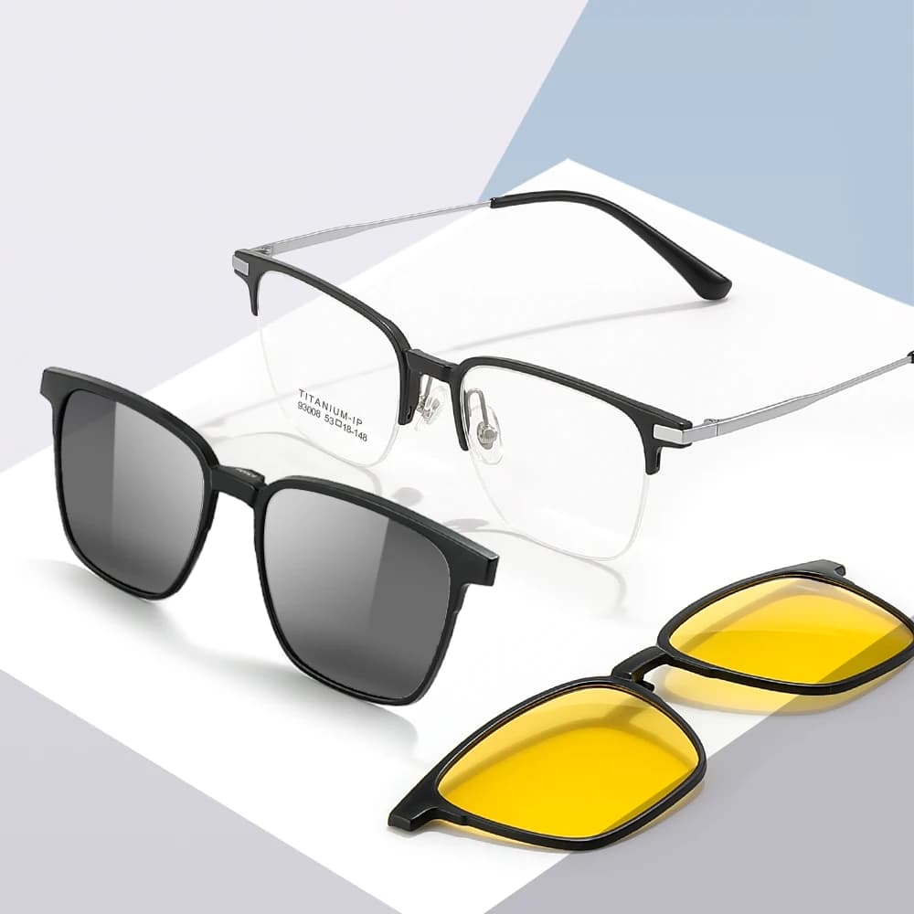Monture de lunettes en titane pur pour femmes et hommes, lunettes de soleil à clip polarisé, vision 