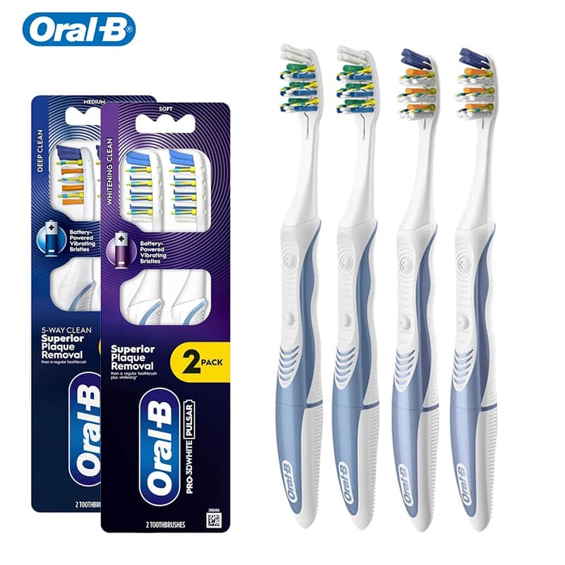 Brosse à dents électrique Oral-B Pulsar 3D White, alimentée par piles, brosse à dents vibrante, nett