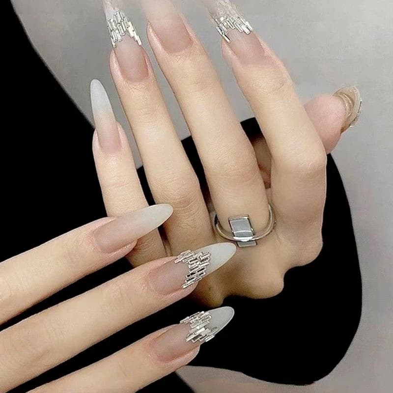 Strass réfléchissants pour ongles, 50 pièces, bande fine argentée, bandes de cristal pour Nail Art, 