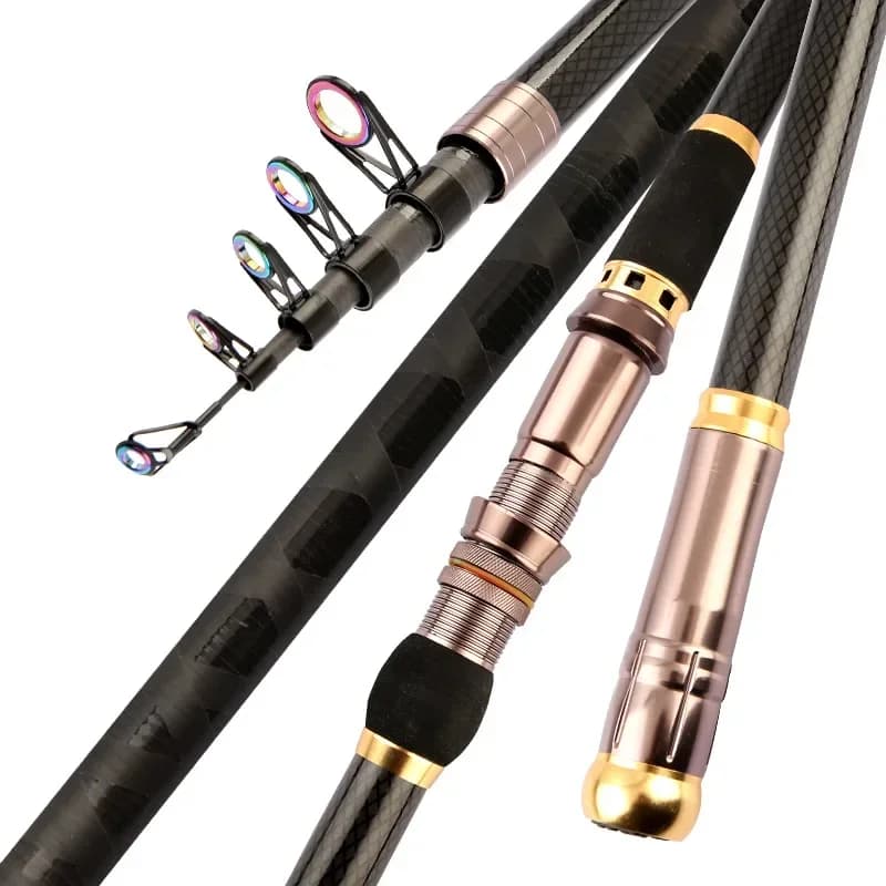 Pêche Spinning Télescopique en Fibre de Carbone, Accessoire Robuste, Portable, pour Voyage en Mer, B