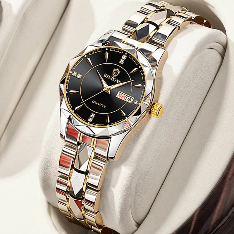 BINBONG femmes montres de luxe mode dames montre à Quartz étanche lumineux Date en acier inoxydable 
