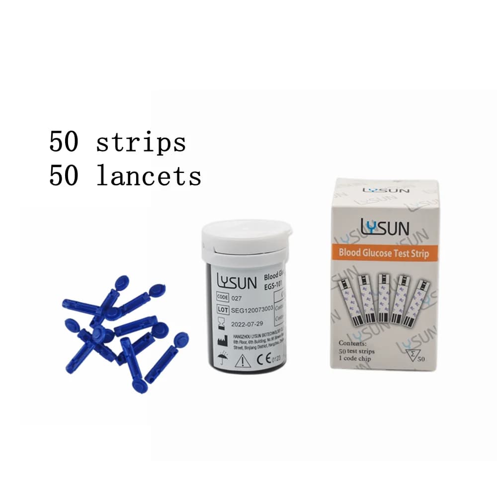 Lysun – bandelettes de Test de glycémie avec lancettes, testeur de glycémie et de diabète, kit de gl
