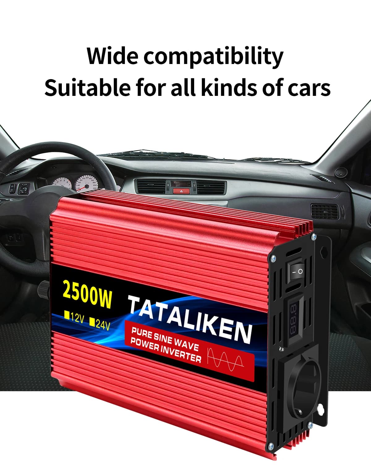 Onduleur à onde sinusoïdale Pure 2500W/3500W/4500W/5000WDC 12V/24V à AC 220V 230V, convertisseur de 