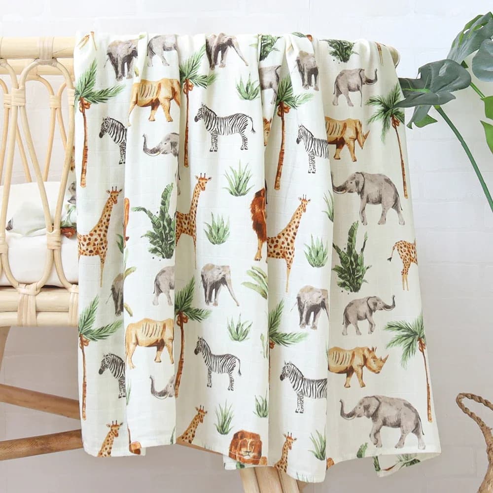 Couverture Douce en Coton et Bambou pour Bébé, Super Mousseline, Emmaillotage Rond, Poussette, Couve